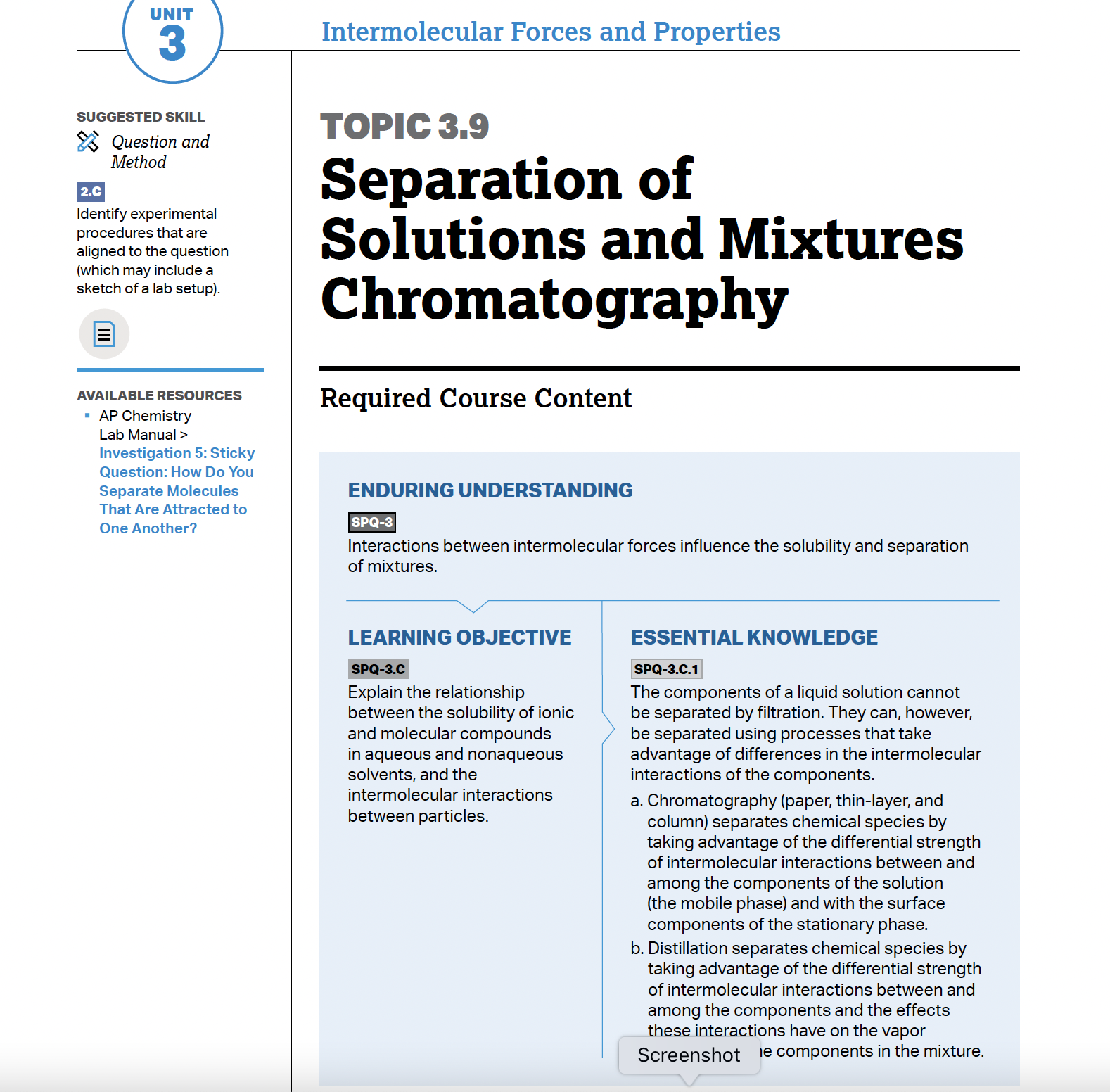 Topic 3.9 Separation of Solutions and Mixtures Chromatography